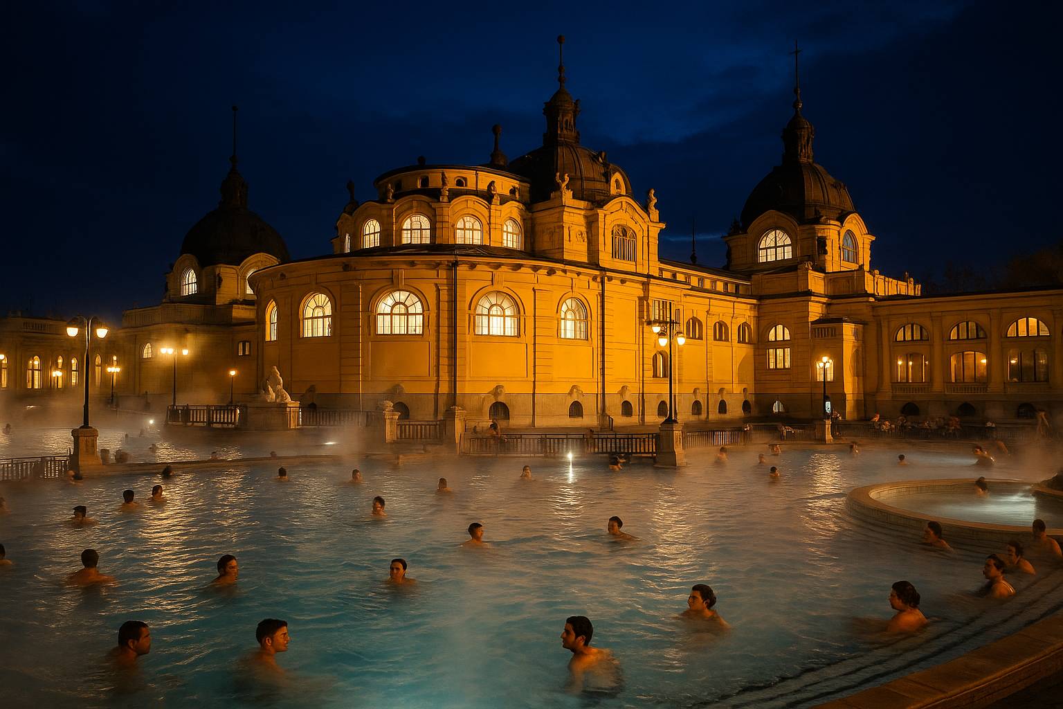 Mejores baños termales en Budapest de noche
